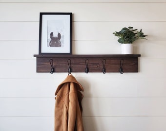 Wall Coat Rack with Shelf, Wall Mounted Coat Rack with Shelf, Rustic Coat Rack with Shelf, Wall Shelf with Hooks, Towel Rack with Shelf,