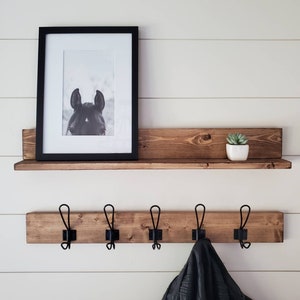 Rustic Coat Rack, Coat Hanger, Coat Rack Wall Mount, Wood Wall Coat Rack, Farmhouse Coat Rack, Coat Rack, Wall Ledge, Picture Ledge