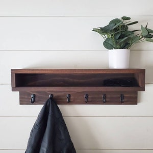 Coat Rack with Storage, Coat Rack with Cubby, Entryway Wall Organizer, Key Holder Wallet, Wooden Wall Organizer, Entryway Organizer Wall image 6