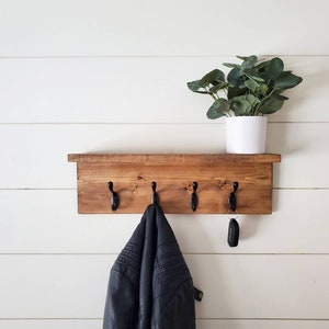 Coat Rack Shelf, Wall Coat Rack with Shelf, Coat Rack Wall Mount, Wall Shelf with Hooks, Entryway Shelf, Rustic Home Decor, Wall Decor