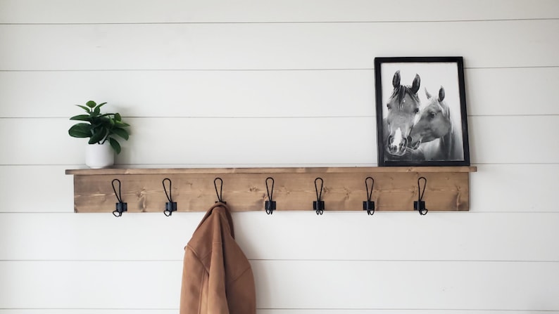 Rustic Pine Wall Coat Rack With Shelf, Farmhouse Entryway Organizer - Etsy