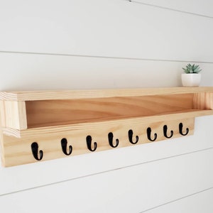 Coat Rack with Storage, Coat Rack with Cubby, Entryway Wall Organizer, Key Holder Wallet, Wooden Wall Organizer, Entryway Organizer Wall image 4