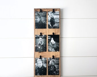 Wood Photo Board, Picture Collage, Rustic Picture Frames, Photo Display, Photo Frame, Family Photo Frame, Photo Board, Photo Wall Display
