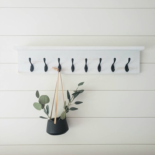 Wood Coat Rack / Wall Shelf With Coat Hooks / Country Coat Etsy
