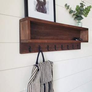 Coat Rack with Storage, Coat Rack with Cubby, Entryway Wall Organizer, Key Holder Wallet, Wooden Wall Organizer, Entryway Organizer Wall image 2