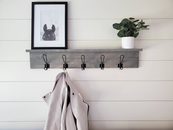 Coat Rack Shelf, Wall Coat Rack with Shelf, Wall Shelf with Hooks