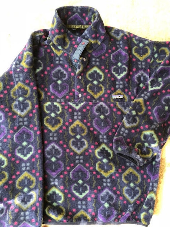 Vintage Abstract Print Snap T Pullover size Large