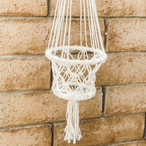 House Warming Gift Home Decor Handcrafted Cotton Flower Basket Macrame Plant Hanger w/ Hoop - Small Summer House Decor Fashion Decor