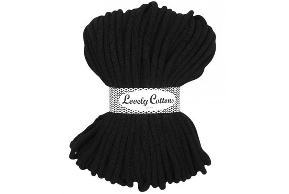 Black/BRAIDED COTTON CORD 9mm/100 m/108 yards/Cotton Cord/Macrame  Cord/Chunky Cotton Cord/Knit and Crochet Chunky Cotton String