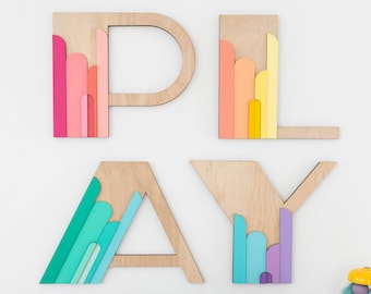 Art Deco Rainbow PLAY Letters