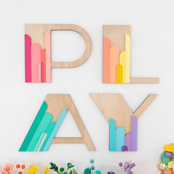 Art Deco Rainbow PLAY Letters