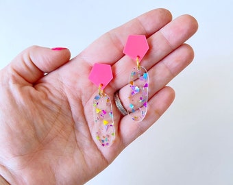 Pink Pearl Confetti drop earrings