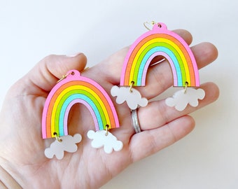 Rainbow and cloud earrings