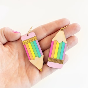 Neon Rainbow Pencil Earrings