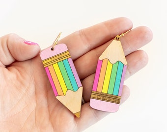 Neon Rainbow Pencil Earrings