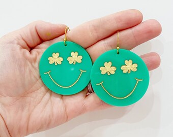St. Patrick’s Day Smiley Face Earrings