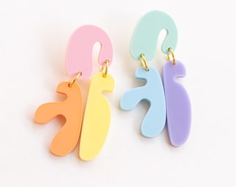 Organic Pastel Dangle Earrings (Choose your pair) Cool, Warm or Mixed colors