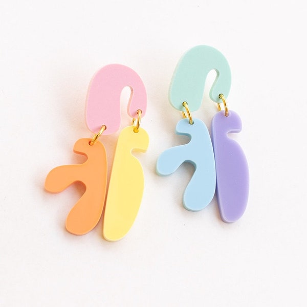 Organic Pastel Dangle Earrings (Choose your pair) Cool, Warm or Mixed colors