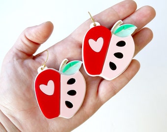 Red Apple Teacher Earrings