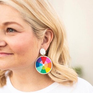 Color Wheel Wooden Earrings image 3