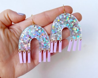 Star Confetti Holographic Drop Earrings