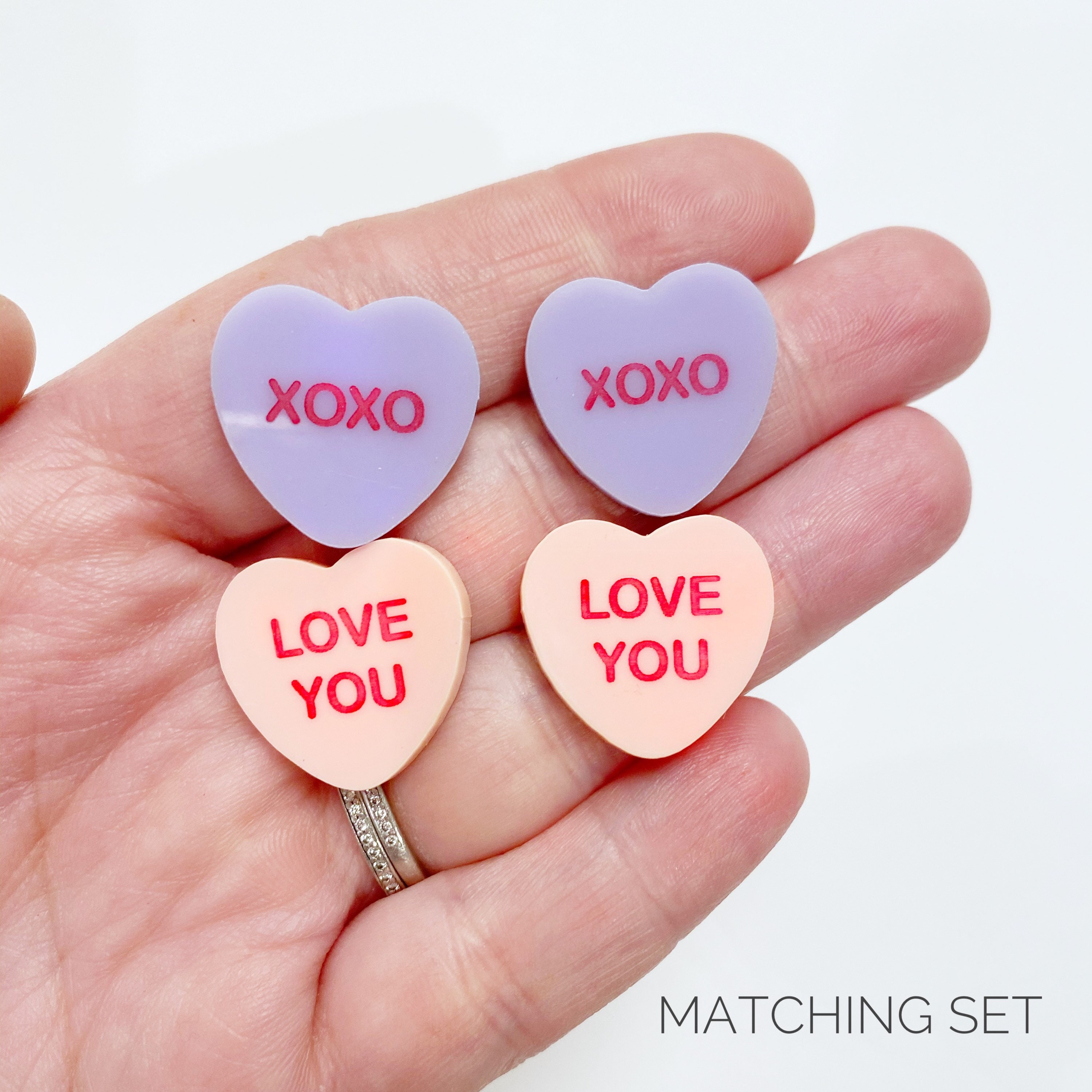 Conversation heart earring set Etsy