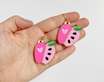 Pink Apple Teacher Earrings