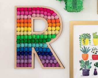 Rainbow Felt Ball Initial Letter