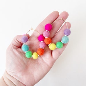 Rainbow Pom Pom Hoops image 1