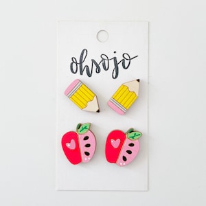 Äpfel und Bleistift Lehrer Ohrring Set