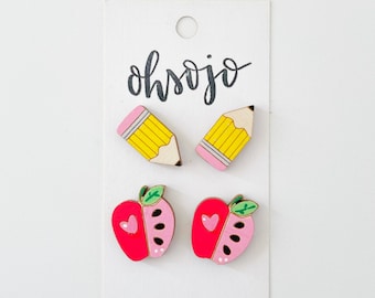 Apples and Pencil Teacher Earring set