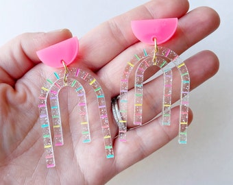 Sparkle Rainbow Stripe earrings
