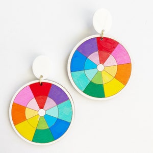 Color Wheel Wooden Earrings image 4