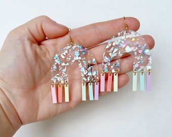 Holographic Confetti Rainbow earrings