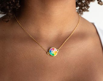 Art Teacher Color Wheel Charm Necklace