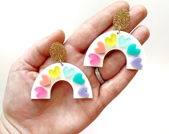 Rainbow Heart Statement earrings
