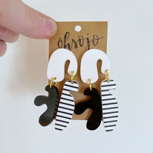 Rachel Black and White Dangle Earrings