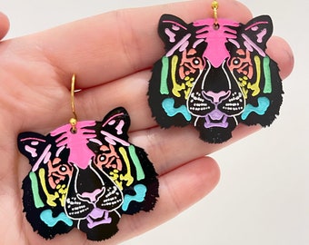 Rainbow Black Tiger Earrings