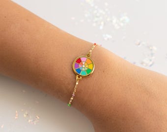Color Wheel Bracelet with Rainbow Chain