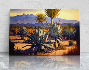 Agave Desert Canvas Art Ready To Hang Large Print, Oil Painting, Landscape