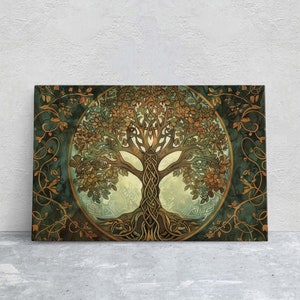 Tree of Life, Yggdrasil Painting, Celtic Art, Norse Mythology, Symbolic Artwork, Nature Decor, Abstract Nature, Large Print