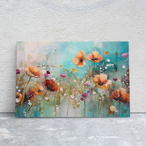 Colorful Poppies, Poppy Flowers, Large Art print, Orange Red Blue, Abstract Flower Art, Wildflower Art, Floral Painting, Dining Room Art