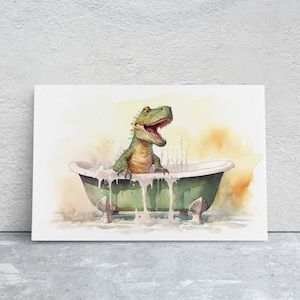 T-Rex Bathtub, Tyrannosaurus rex, Kids Bathroom, Bath time decor, Powder room, Dino Lover, Dinosaur Print, Toddler Art, Fun art