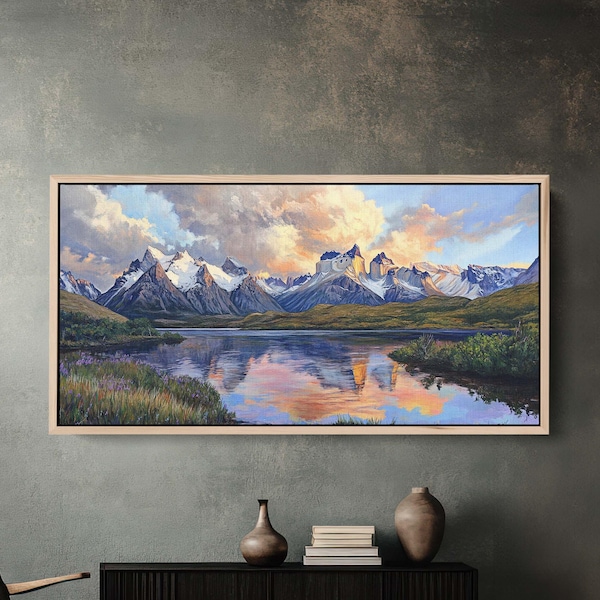 Cuernos del Paine, Torres del Paine , Chile Painting, Nature Art