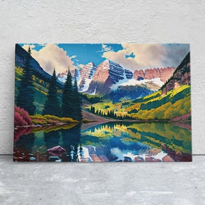 Aspen Colorado, Mountains Canvas Art Ready To Hang Large Print, Oil Painting, Landscape