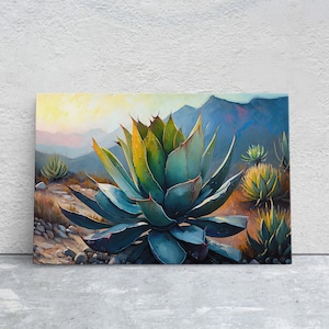 Agave Desert Canvas Art Ready To Hang Large Print, Oil Painting, Landscape