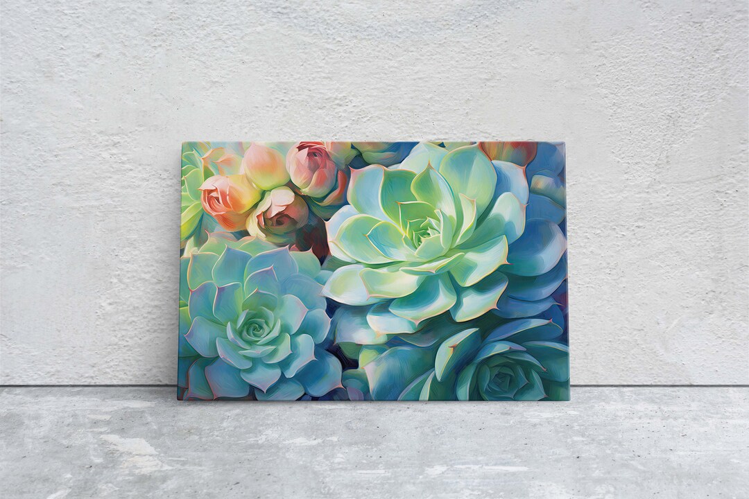Succulent Canvas, Cactus Painting, Botanical Painting, Large Print ...