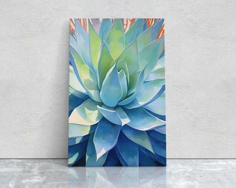 Succulent Canvas, Cactus Painting, Botanical Painting, Large Print, Ready to Hang, Nature Painting, Flower Decor, Gift For Home, Colorful