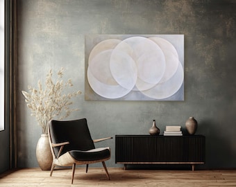 Boho Textured Ovals Canvas Print, Neutral Modern Minimalist Taupe Wall Art