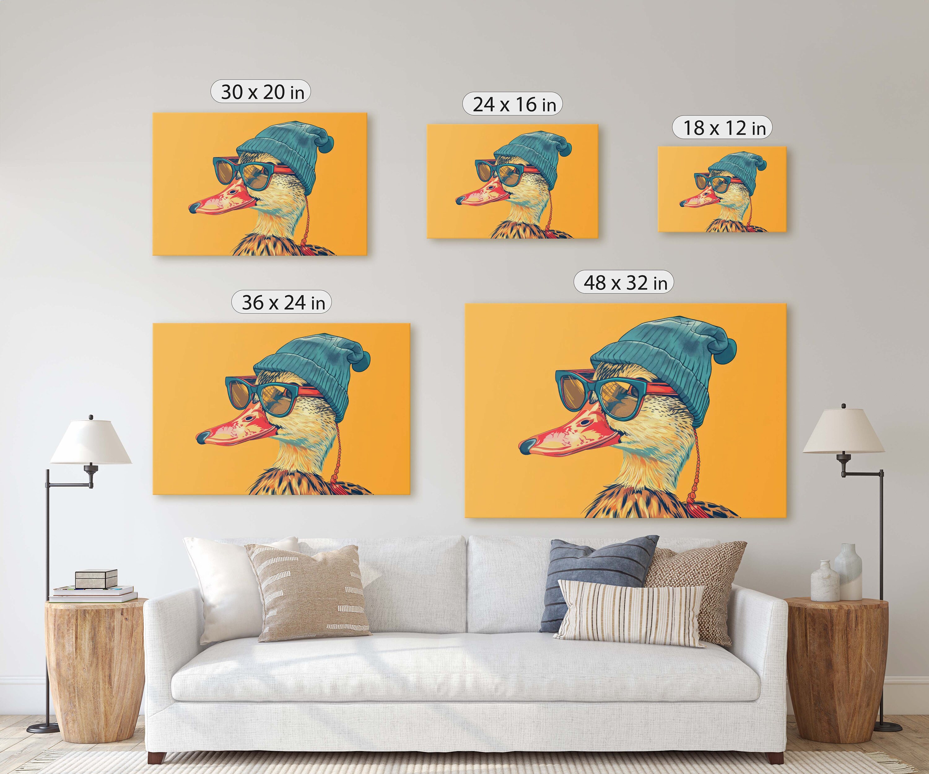 Hipster Duck, Pop Art, Street Art, Graffiti Painting, Animal